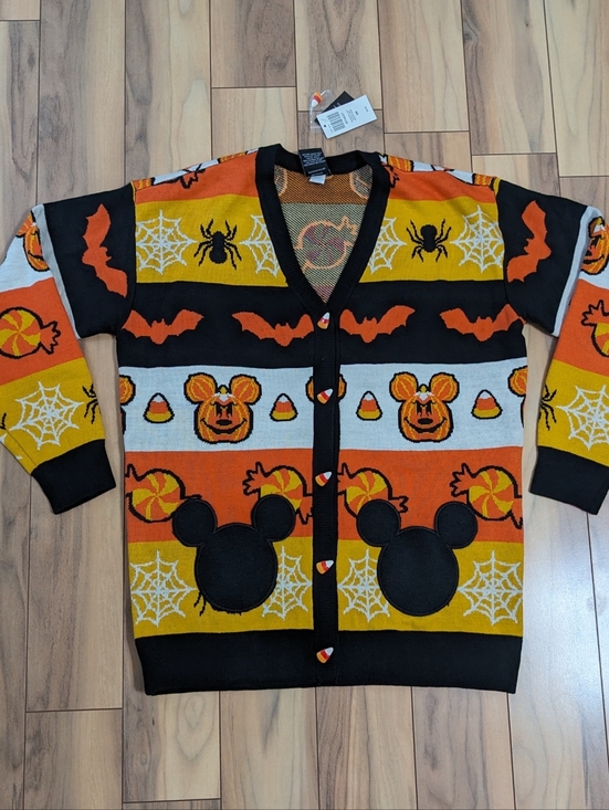 Her Universe Sweaters - NWT! Her Universe X Disney Halloween Icons Striped Candy Corn Cardigan Sweater S